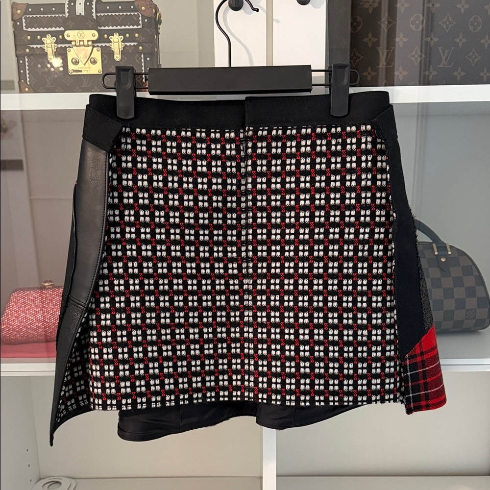 Junya Watanabe Red And Black Patchwork Mini Skirt - image 2